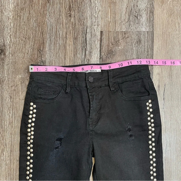 Etienne Marcel Black Wash Distressed Studded Skinny Jeans Size 25 - Picture 6 of 9